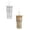 Z-A+D, variant on SUOKL Wheat Straw Unbreakable Cups Glass Cups With Drinking Tube And Lids 1Pcs 20oz Glass Cups Drinking Jar Clear Iced Coffee Cups Vintage Ripple Glassware For Water Coffee Tea Clear