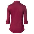 thumbnail image 4 of Made by Olivia Women's 3/4 Sleeve Stretchy Button Down Collar Office Formal Casual Blouse Shirts Top, 4 of 5
