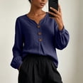 thumbnail image 4 of Edvintorg Womens Tops Trendy Long Sleeve V Neck Loose Casual Lightweight Pullover Top with Button Womens Clothing Navy XXL, 4 of 7
