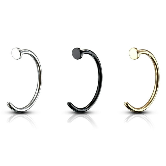 Nose Ear Ring Hoop 3 Pack Surgical Steel Black Gold Ion Plated 18G or 20G