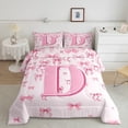 thumbnail image 2 of jejeloiu Personalized Letter D Full Size Comforter Sets,Monogrammed Theme Bedding Comforter Set,Ribbon Bow Knot Bedding Sets,Ultra Soft Bedroom Decor Reversible,3-Piece, 2 of 8