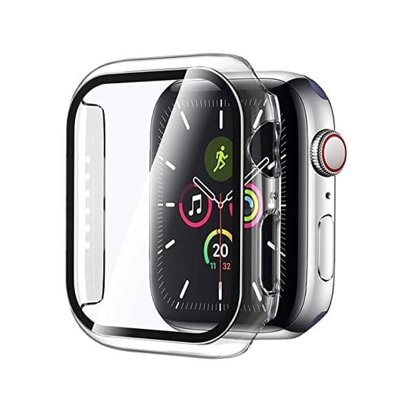 wonima44 2 Pack Hard Case for Apple Watch Series 6/5/4/SE 40mm | Tempered Glass Screen Protector | Full Coverage Plated PC Shell | Ultra-thin Shockproof Bumper Cover | Gold (2 pieces)