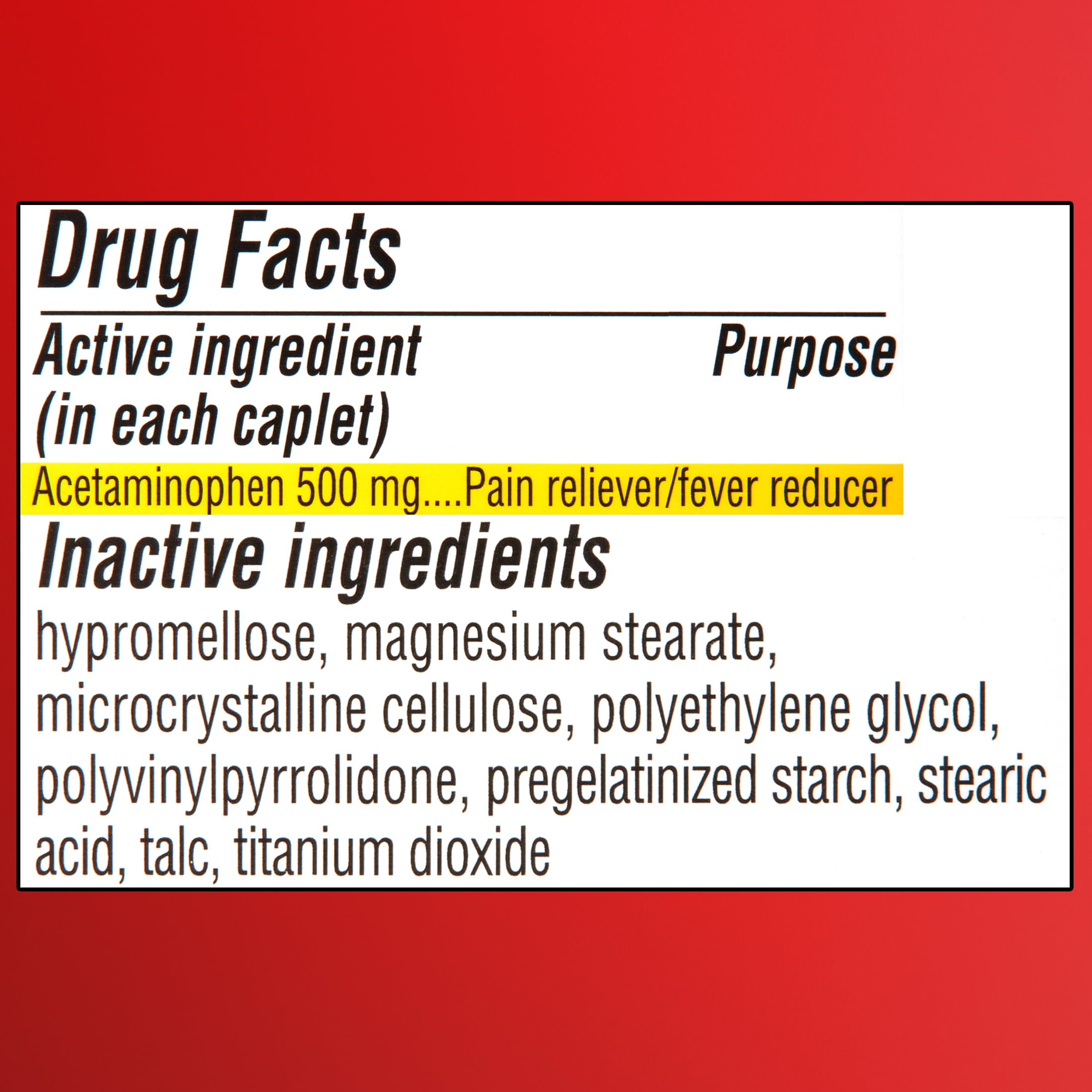 (6 pack) Equate Extra Strength Acetaminophen 500mg Caplets, Pain Reliever/Fever Reducer, 40 Count