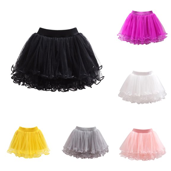 QTSHPN Ballet Skirt Women Spring Children's Mesh Nailed Beads Pengpeng Base Tutu Fashion Style Girls Skirt Black_002 13-14 Years