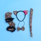 thumbnail image 3 of KAKOWELY Juego de 4 piezas en 1 para disfraz de leopardo, divertido accesorio para fiesta de Halloween, diadema, guantes, tocado para festival, lazo para la cola, suministros para fiesta de máscaras, 3 of 5
