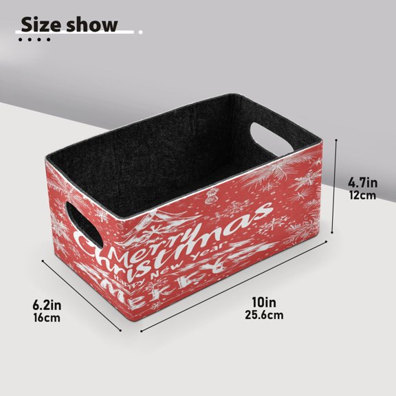 BZSMCE Shelf Baskets Design Snowtreen and Snowflak for Christmas Pattern Storage Cube Bins 10.1*6.3*4.7in Set of 2