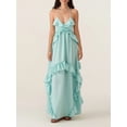 thumbnail image 5 of Mint Blue Womens Boho Spaghetti Strap Maxi Dress With Tiered Ruffles, Low Cut, Backless, Flowy Beach Cover-Up, 5 of 8