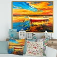 thumbnail image 2 of Red and White Boats By The Pier At A VIbrant Sunset 32 in x 16 in Framed Painting Canvas Art Print, by Designart, 2 of 5