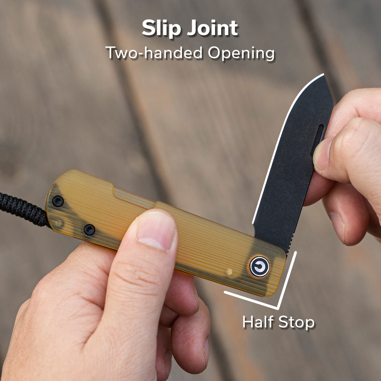 CIVIVI Knives Slippy Sendy Amber Ultem & Nitro-V Stainless Steel Pocket Knife C24075A-1