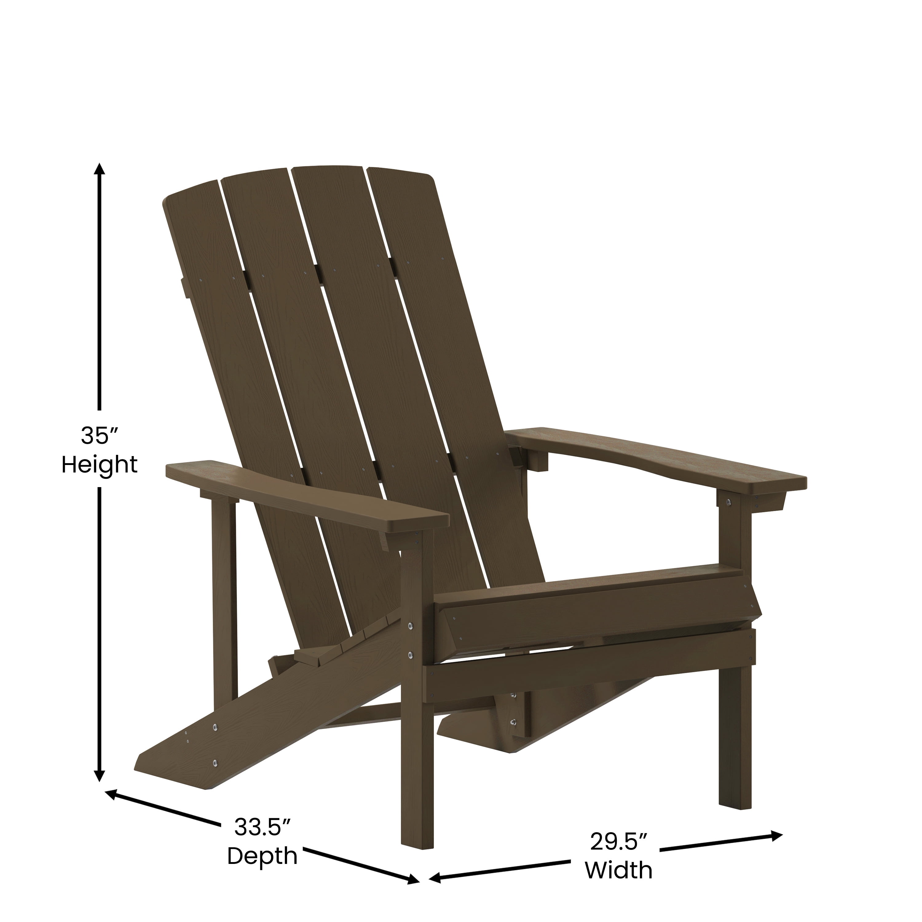 BizChair Commercial Grade Indoor/Outdoor Adirondack Chair, Weather Resistant Durable Poly Resin Deck and Patio Seating, Mahogany