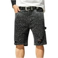 thumbnail image 5 of Dolkfu Ripped Mens Shorts Rhinestone Denim Jean Shorts Distressed Zipper Men's 5 Inch Inseam Shorts 30, 5 of 9