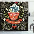 thumbnail image 1 of Saying Shower Curtain, Tea is not a Drink It's a Hug Text with Cup and Botanical Elements on Dark, Fabric Bathroom Set with Hooks, 69W X 70L Inches, Charcoal Grey White, by Ambesonne, 1 of 3