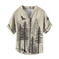 thumbnail image 4 of IWRICH Men's Button up Plus Size V-Neck T Shirts Stand Collar Casual Hawaiian Stylish Shirts Ethnic Style Spring and Summer Tops 17-Khaki XXXXL, 4 of 4