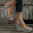 thumbnail image 4 of Sandalias para mujer Casual Punta abierta Estampado de leopardo Sandalias de cuña Verano Playa Cremallera Zapatos de plataforma romana Wmkox8yii  nm8838, 4 of 6