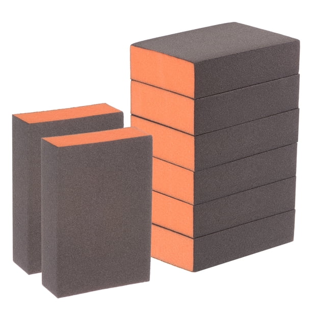 Bloques de esponja de lijado de 8 piezas 2000-2500 grits bloque 100x70x25mm, marrón y naranja