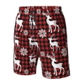 thumbnail image 4 of Susaid Plaid Reindeer Snowflakes Print Men's Swim Trunks Hawaiian Bathing Mesh Lining Suit Swimsuits Beach Shorts with Pockets-3X-Large, 4 of 6