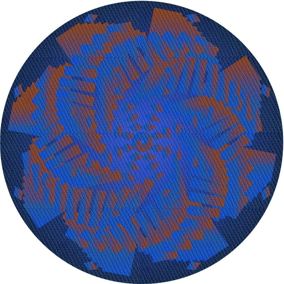 Ahgly Company Machine Washable Indoor Round Transitional Blue Area Rugs, 6' Round