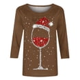 thumbnail image 4 of Prix Réduit! Aqestyerly Hauts de Noël pour Femmes Liquidation T-Shirt Imprimé de Noël Manches 3/4 Blouse Col Rond Hauts Décontractés, 4 of 4