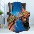 thumbnail image 4 of Urban Soft Flannel Fleece Blanket, Entertainment District Denmark Nyhavn Canal Copenhagen River Boats Shops Attraction, Cozy Plush for Indoor and Outdoor Use, 50" x 60", Multicolor, by Ambesonne, 4 of 5