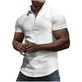 thumbnail image 2 of WREESH Men's Zip Henley Shirts Slim Short Sleeved Casual Sports Solid Color Tops White, 2 of 8