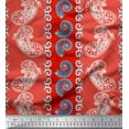 thumbnail image 1 of Soimoi Red Cotton Cambric Fabric Stripe & Paisley Print Fabric by the Yard 56 Inch Wide, 1 of 1