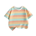 thumbnail image 2 of NAISIBABY Boys Girls Graphic Tees, Colorful Striped Crew Neck Short Sleeve Kids Summer Casual Fashion Tees Yellow 9T, 2 of 9