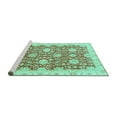 thumbnail image 2 of Ahgly Company Machine Washable Indoor Square Oriental Turquoise Blue Traditional Area Rugs, 3' Square, 2 of 4
