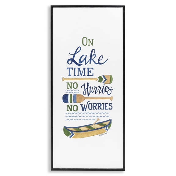 Stupell Industries Coastal No Hurries On Lake Time Black Framed Giclee Art, 10 x 24, by Deb Strain