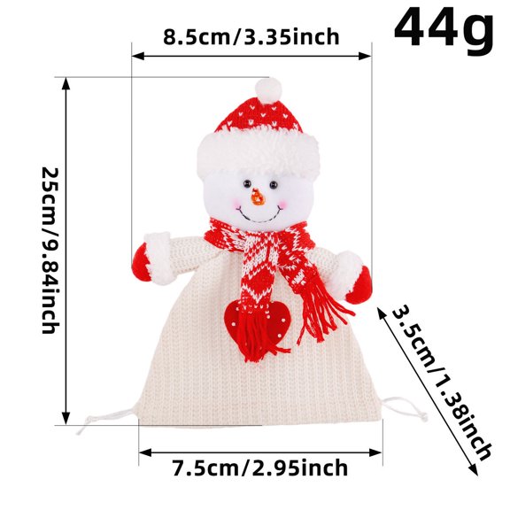 HOARBOEG Festive Christmas Knit Candy Bag, Santa & Snowman Design, Soft & Durable Knit Fabric for Holiday Treats, Gift Storage & Home Decor, Perfect for Christmas Eve , Ornaments & More