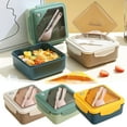 thumbnail image 1 of Microwave-Safe Bento Box with Dividers and Utensils for Students and Office Workers, 1 of 5