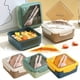 thumbnail image 1 of Fiambrera Bento de plástico calentada por microondas | Compartimento dividido | A prueba de fugas | Material de Grado Alimentario | 16x16x8cm | Incluye cuchara, palillos | Portátil para Trabajador, 1 of 5