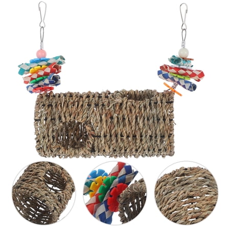LEORX 1 Set of Bite Resisting Bird Swing Dark Brown Straw Parrot Toy for Pet Owners Home Decoration