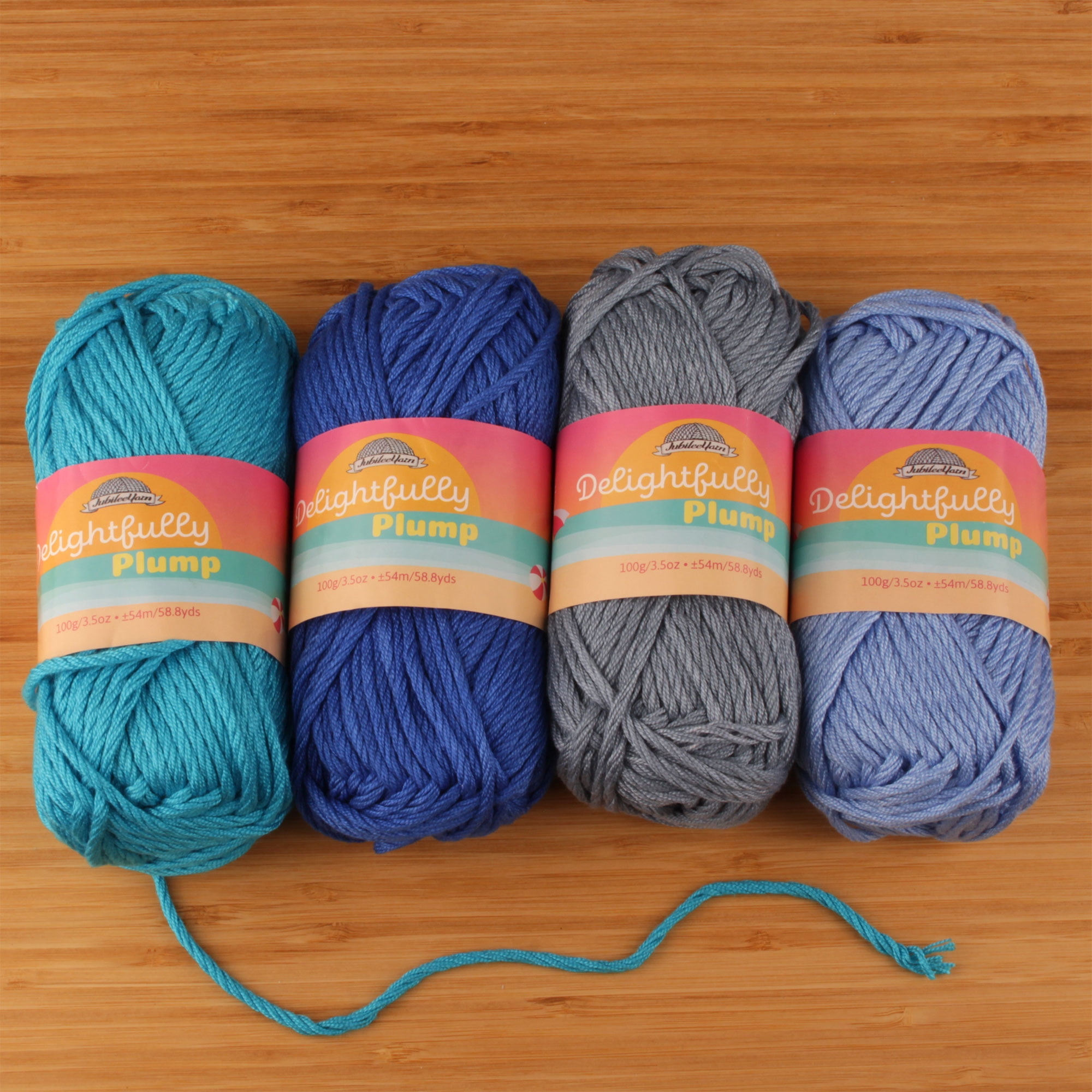 JubileeYarn Delightfully Plump Yarn - Super Chunky Bamboo - 100g/Skein - Shades of Blue - 4 Skeins
