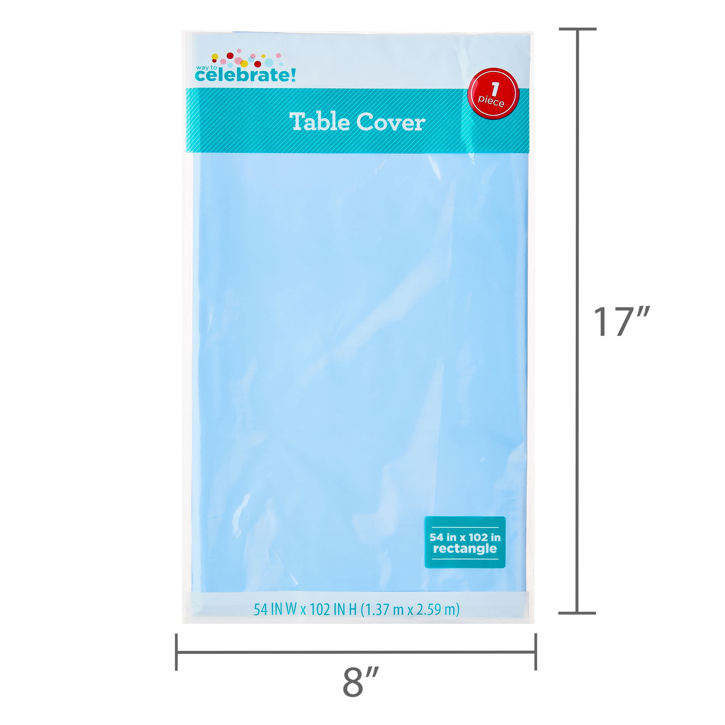 Rectangular 52" x 102" Baby Blue Plastic Table Cover, by Way To Celebrate