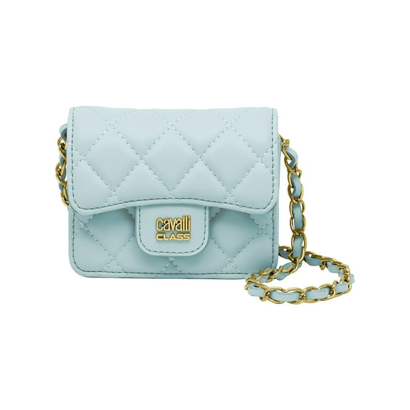 Cavalli Class COMO Light Blue Mini Quilted Crossbody Bag for womens