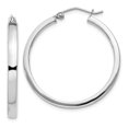 thumbnail image 1 of 925 Sterling Silver Concave 3x30mm Square Tube Hoop Earrings Round, 1 of 6