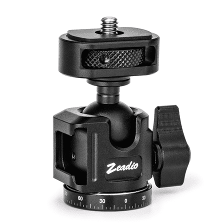 Zeadio Ball Head Mount with 1/4" & 3/8" Thread - 360° Panoramic Heavy Duty Metal Camera Mount Tripod Head for DSLR, Gimbal, Action Cam etc