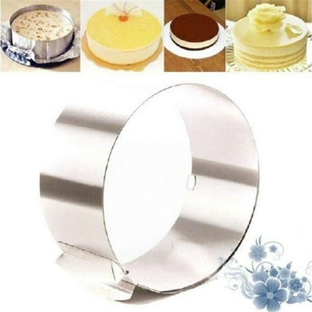 

Sonceds Stainless Steel Adjustable Cake Mould Round Shaped DIY Baking Mould for Mousse Cake