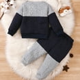 thumbnail image 4 of JIAYUE Boys Outfit Set Long Sleeve Color Block Knit Jacquard Sweatshirt Pants 2 Piece Set For Kids 6 Months To 3 Years Old Stylish Wear, 4 of 8