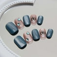 thumbnail image 3 of Kokovifyves Press on Nails Short Fake Nails Wearing Nails Nail Clips Solid Color Nail Clips Cute Bow Knot Nail Clips Sparkling Diamond False Nails 24 1ml, 3 of 6