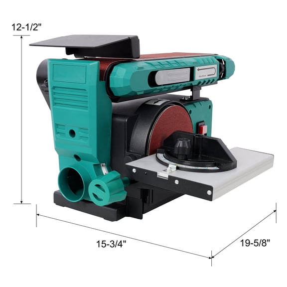Benchtop Belt and Disc Sander,120V/60Hz,4x36 in. Belt & 6 in. Disc Sander, Green color,