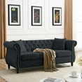 thumbnail image 2 of Mid-Century 80"L Couch, 3-Seat Couches and Sofas, Upholstered Sofa with Thicked Cushions, Modern Sofa with Wood Legs, Heavy Duty Couch Furniture for Home Living Room, 80"L x 29"W x 30"H, Black, 2 of 10