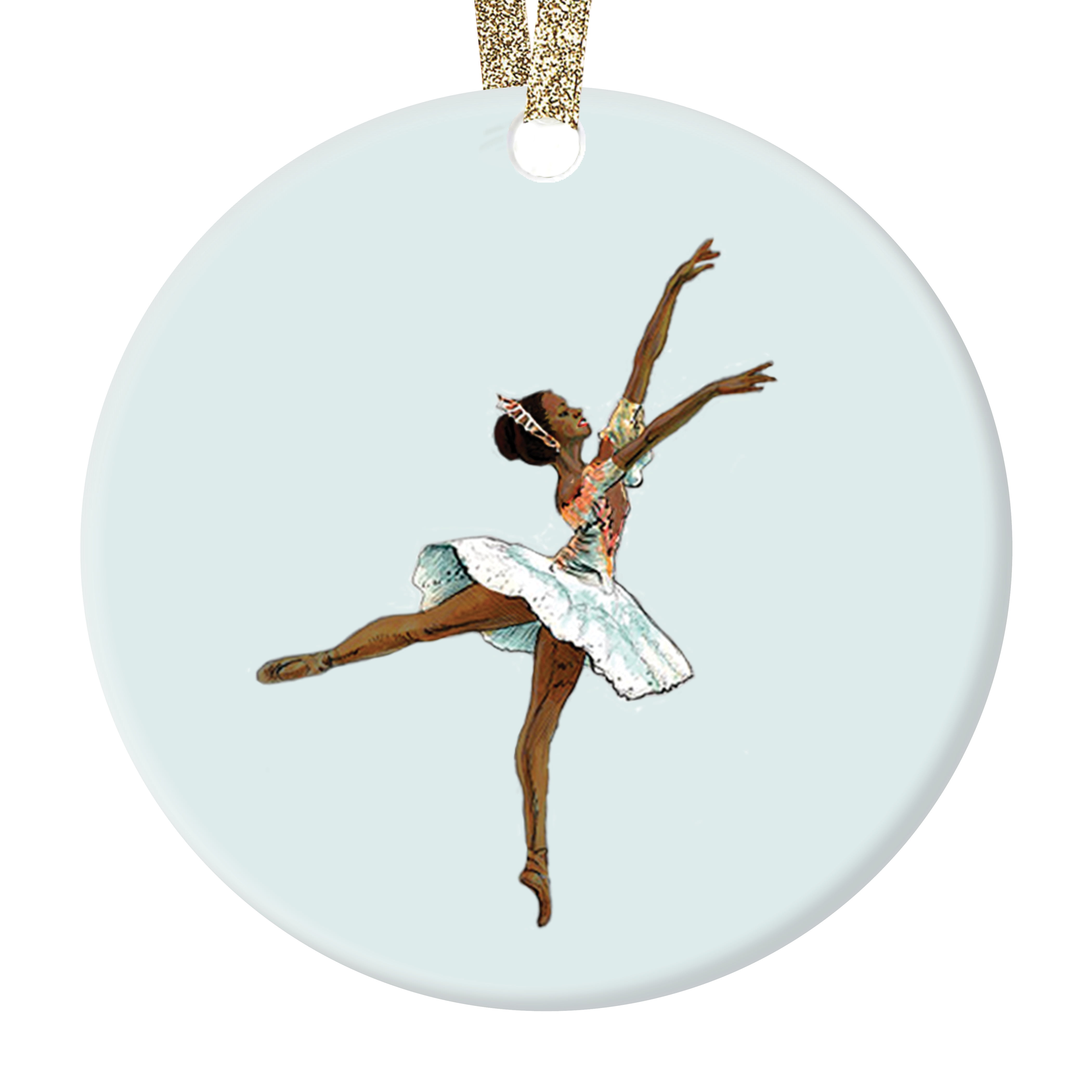 DIGIBUDDHA Dark Skin Ballerina Ornament, Black Nutcracker Ballet