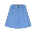 thumbnail image 3 of Karight Women Cotton Linen Pleated High Waist Shorts 2025 Summer Causal with Pockets Blue, 3 of 5