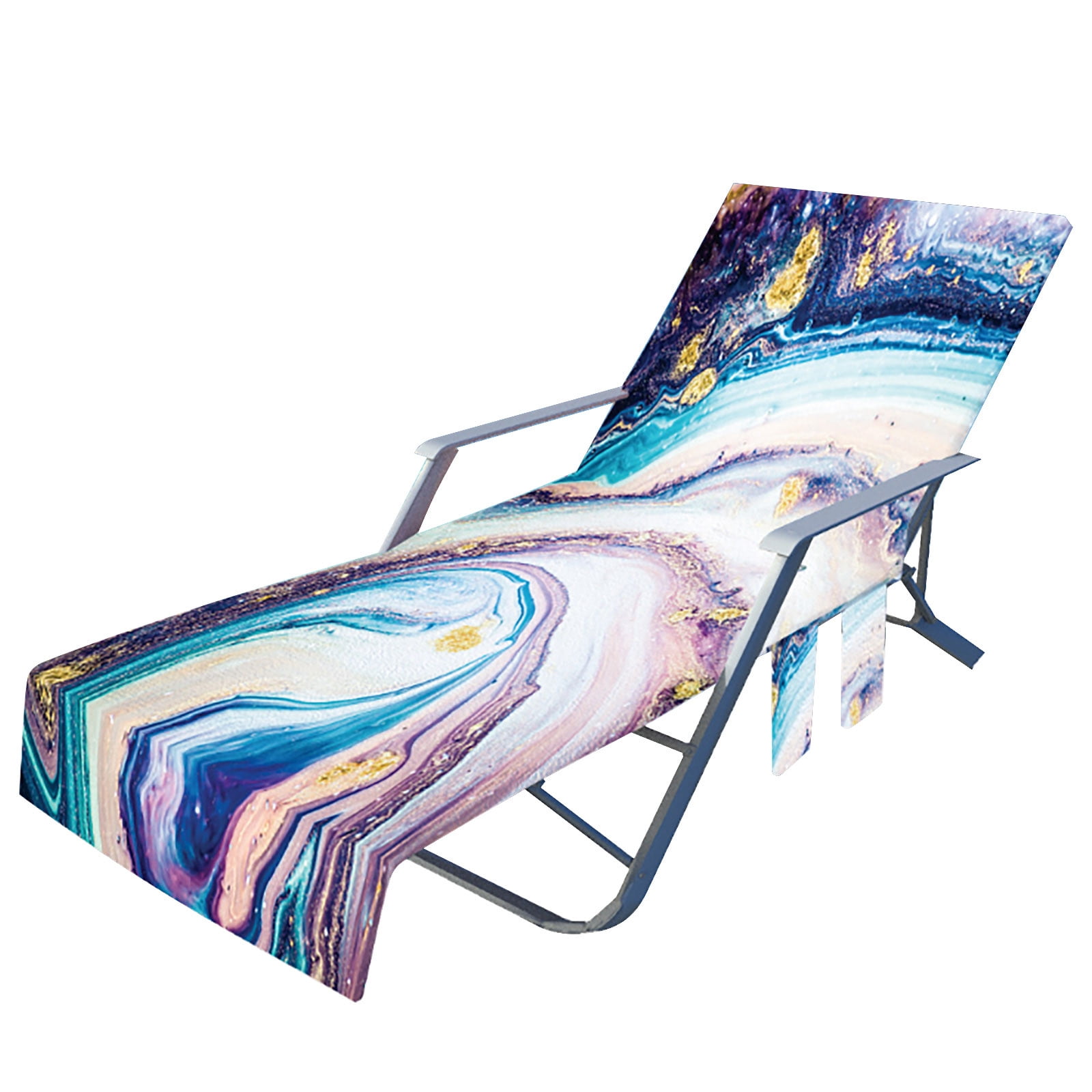 "Cieken Beach Chair Cover With Side Pockets, Microfiber Lounge Chair