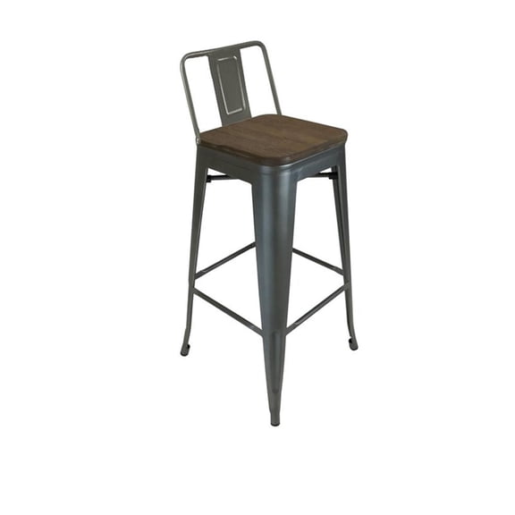Pemberly Row Metal Barstool in Gunmetal Gray (Set of 4)