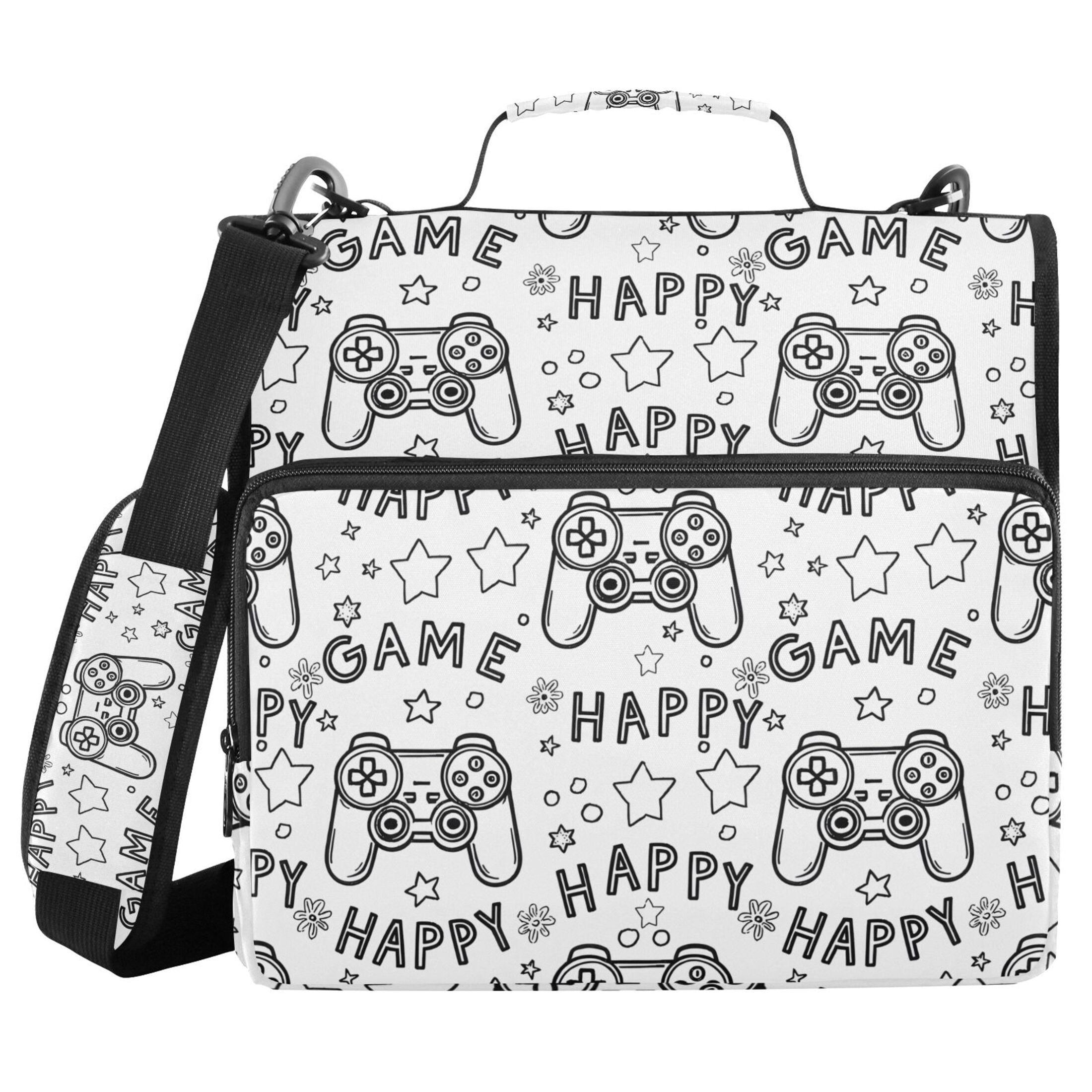ALAZA Zipper Binder Cartoon Gamepad 3 Ring Trapper Keeper File Folder Organizer Bag