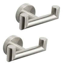 Bathroom Double Towel Hook- SUS304 Stainless Steel Robe Towel Holder, Heavy Duty Double Coat Hook , 2 Pack (Brushed Nickel)