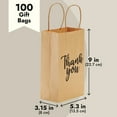 thumbnail image 5 of 100-Pack Small Thank You Gift Bags with Handles, Brown, 9x5.3x3.15 In, 5 of 10