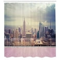 thumbnail image 3 of Ambesonne Scenery Shower Curtain, New York Usa Roof View, 69"Wx84"L, Grey White and Pink, 3 of 3